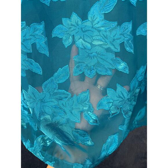 Victoria's Secret VTG Womens M Teal SheerSleepwear 2Piece Pant Set Long Sleeves - Picture 7 of 8